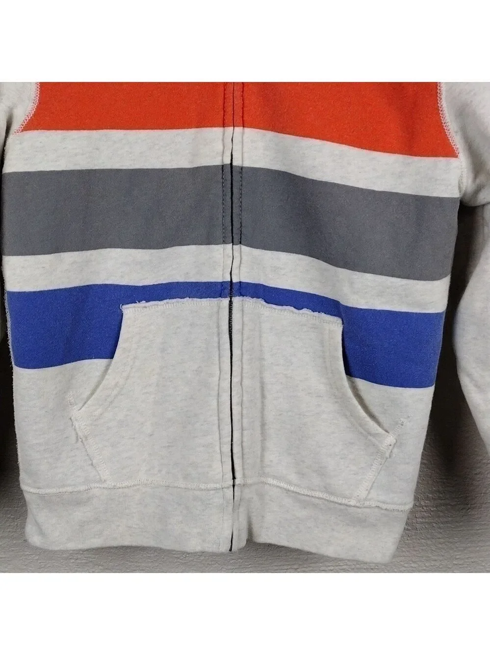 Children's Place Oatmeal Multicolored Striped Hooded Long Sleeve Zip Up Jacket